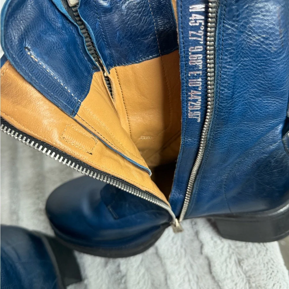 A.S.98 - B52213 - OCEANIC Blue Zipper Boots Italian Leather size 41 (9.5-10) - Picture 11 of 13